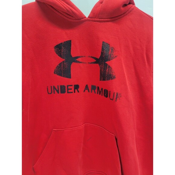 Under Armour Hoodie Sweater Youth Boys Large Red Loose Fit Flaws‎ - Picture 4 of 10